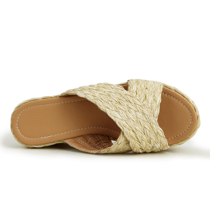 כפכף פלטפורמה בוהו- שקד