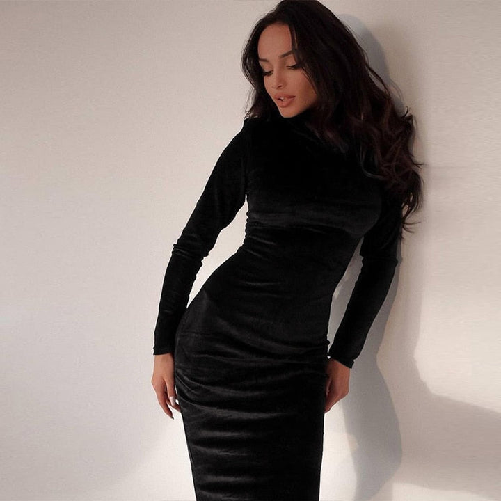 שמלת מקסי קטיפה- מוראל