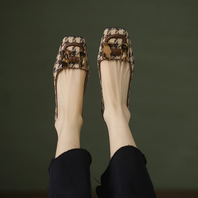 נעלי בובה משובצות- אליאנה