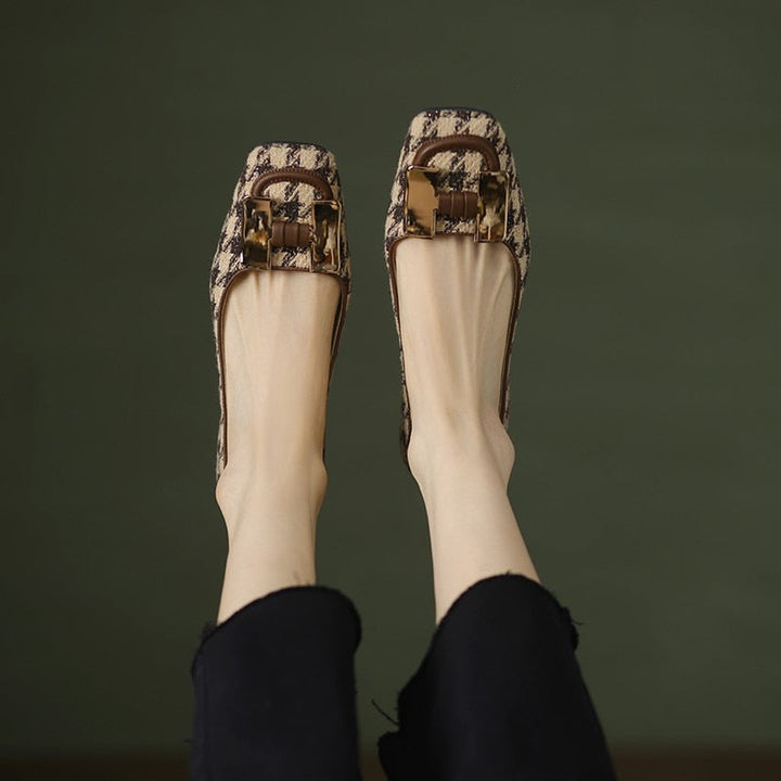 נעלי בובה משובצות- אליאנה