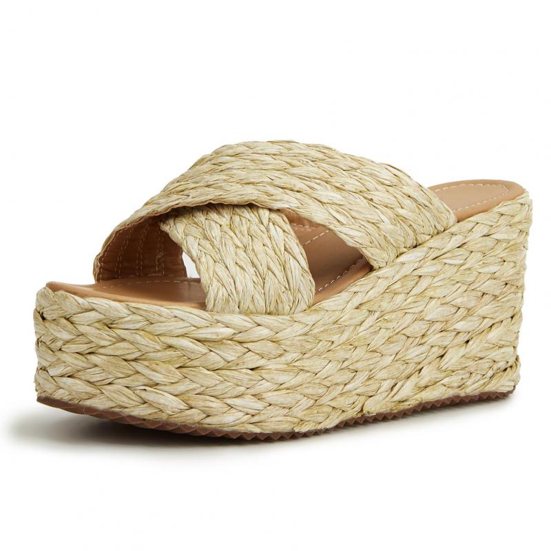 כפכף פלטפורמה בוהו- שקד