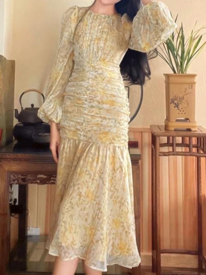 שמלת שיפון קפלים אלגנטית- נטע