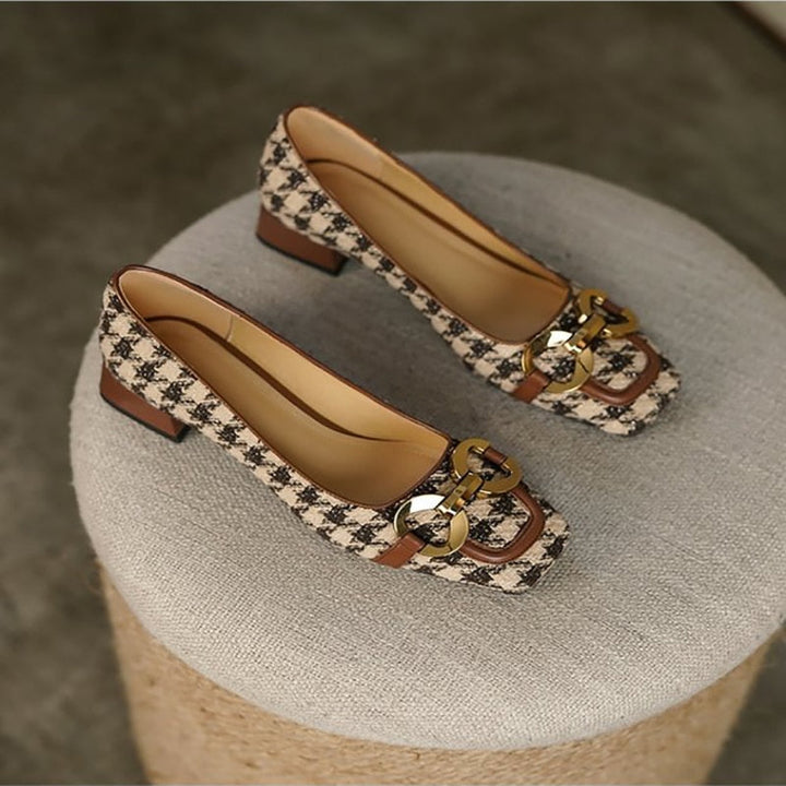 נעלי בובה משובצות- אליאנה