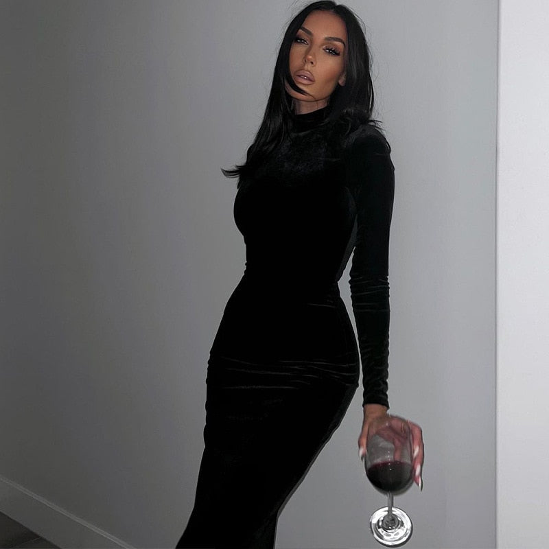 שמלת מקסי קטיפה- מוראל