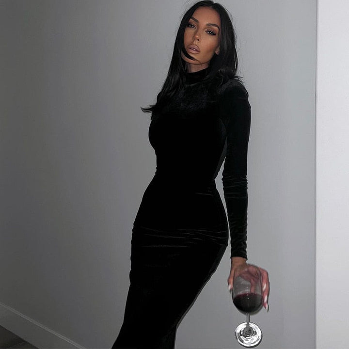 שמלת מקסי קטיפה- מוראל